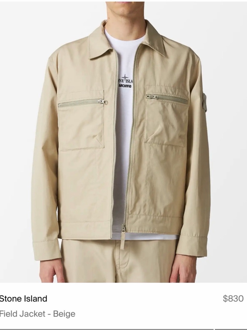 NEW Stone Island Sand Zip Shirt Jacket with Sleeve Badge - Picture 12 of 12